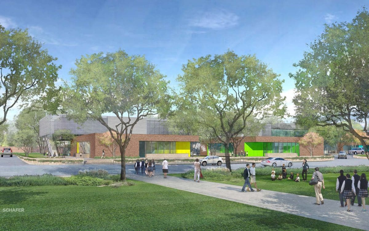 An artist's rendering of a new school building.
