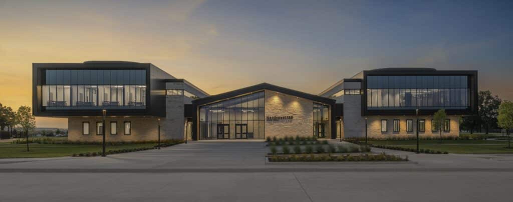 picture of a beautiful administration building at sunrise
